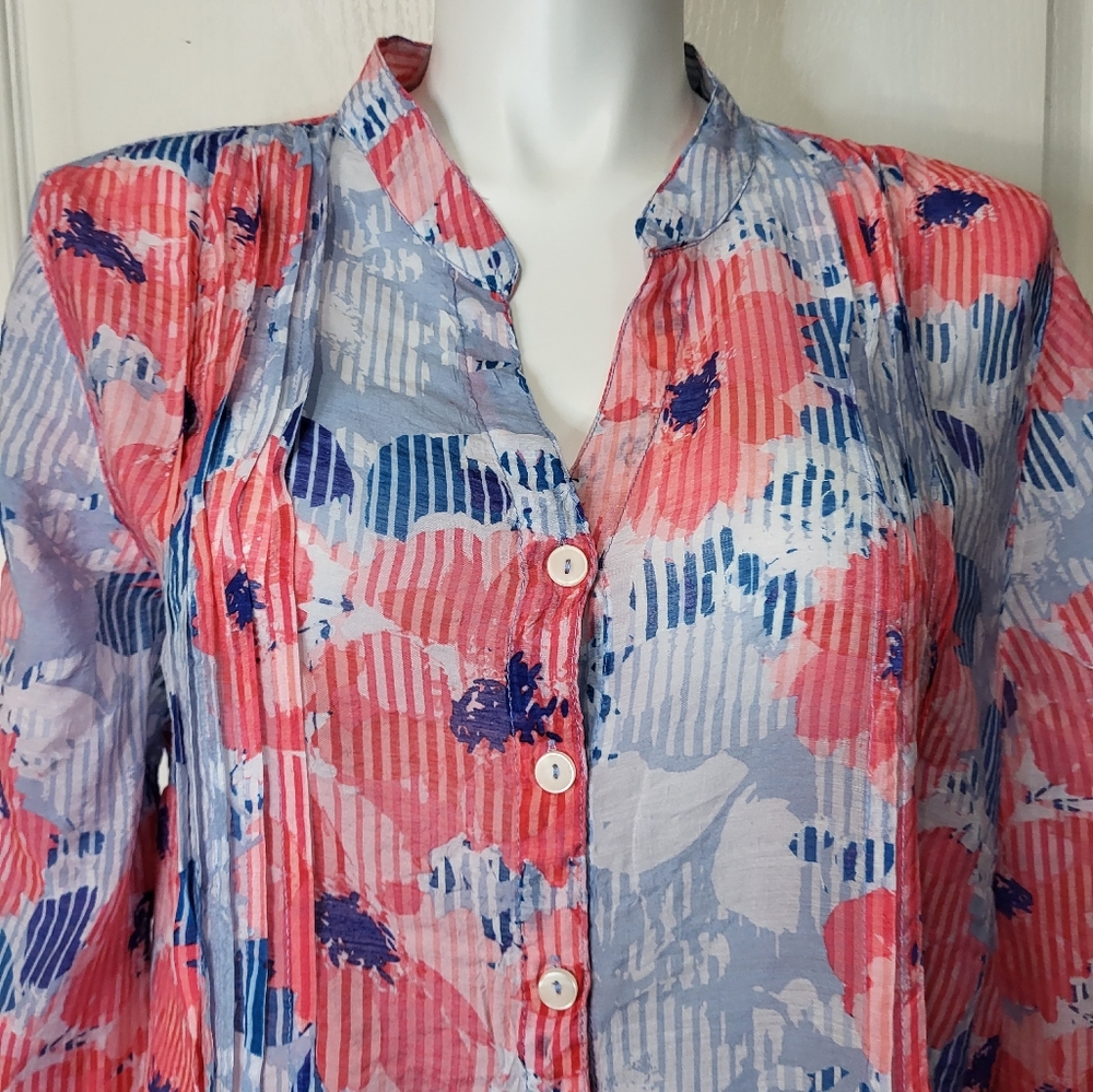 Ruby Rd. Floral Buttons Down Top Blouse - Picture 2 of 10